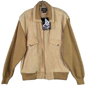 Van Cort Suede Leather Men's Jacket Colorblock Western Rancher Brown Size XL NWT